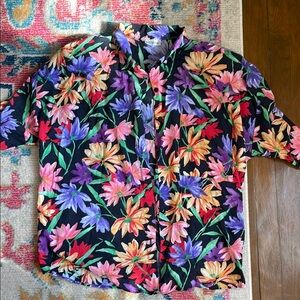 Vintage Floral Black button up Shirt
